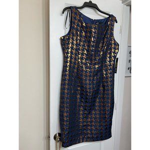 Leslie Fay Navy/Bronze Sleeveless Dress Size 16 NWT